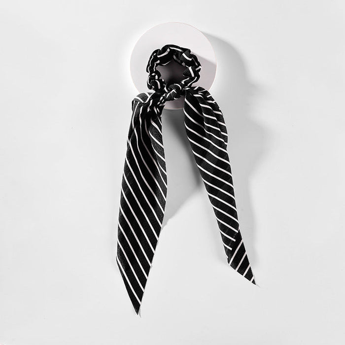 Pinstripe Hair Scarf-Black with White Stripe-Lemons and Limes Boutique