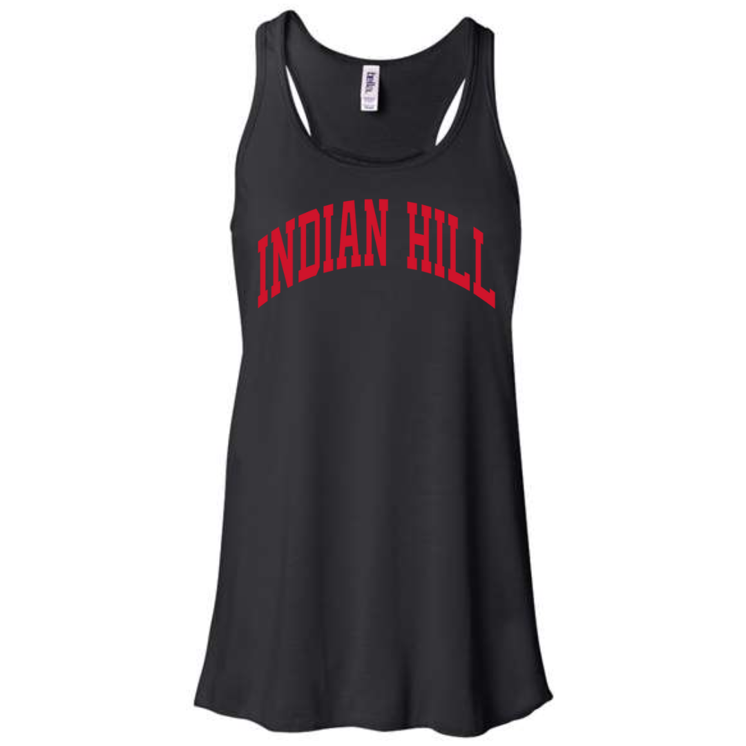 Curved Indian Hill Red Tank Top on Black-Lemons and Limes Boutique