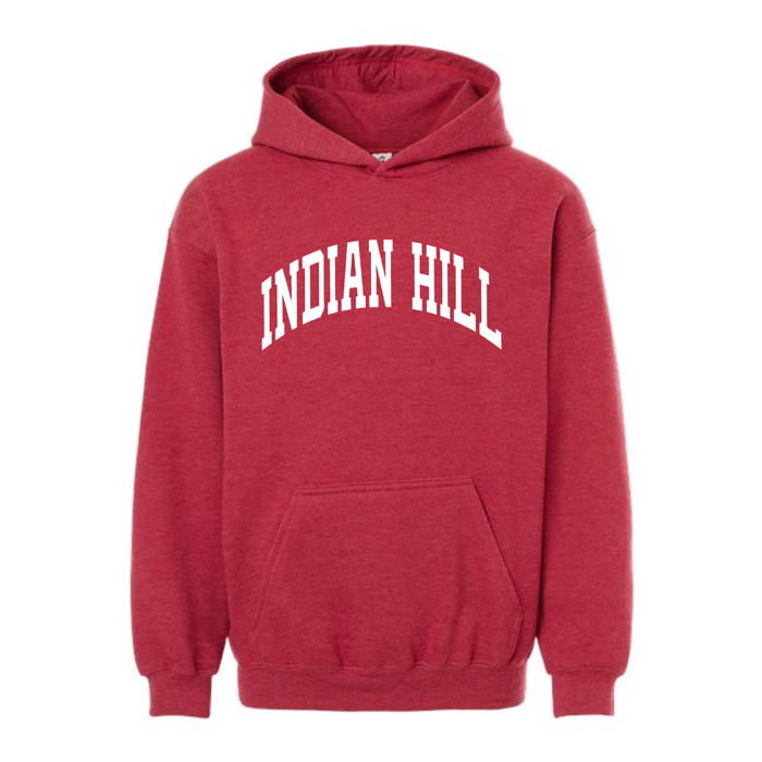 Curved Indian Hill Hoodie on Heather Red