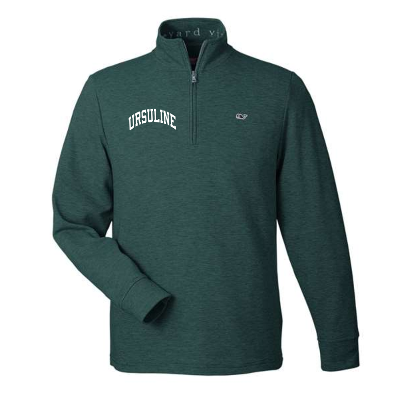Vineyard Vines Men's Saltwater Quarter-Zip Pullover- Charleston Green with White Ursuline-Lemons and Limes Boutique