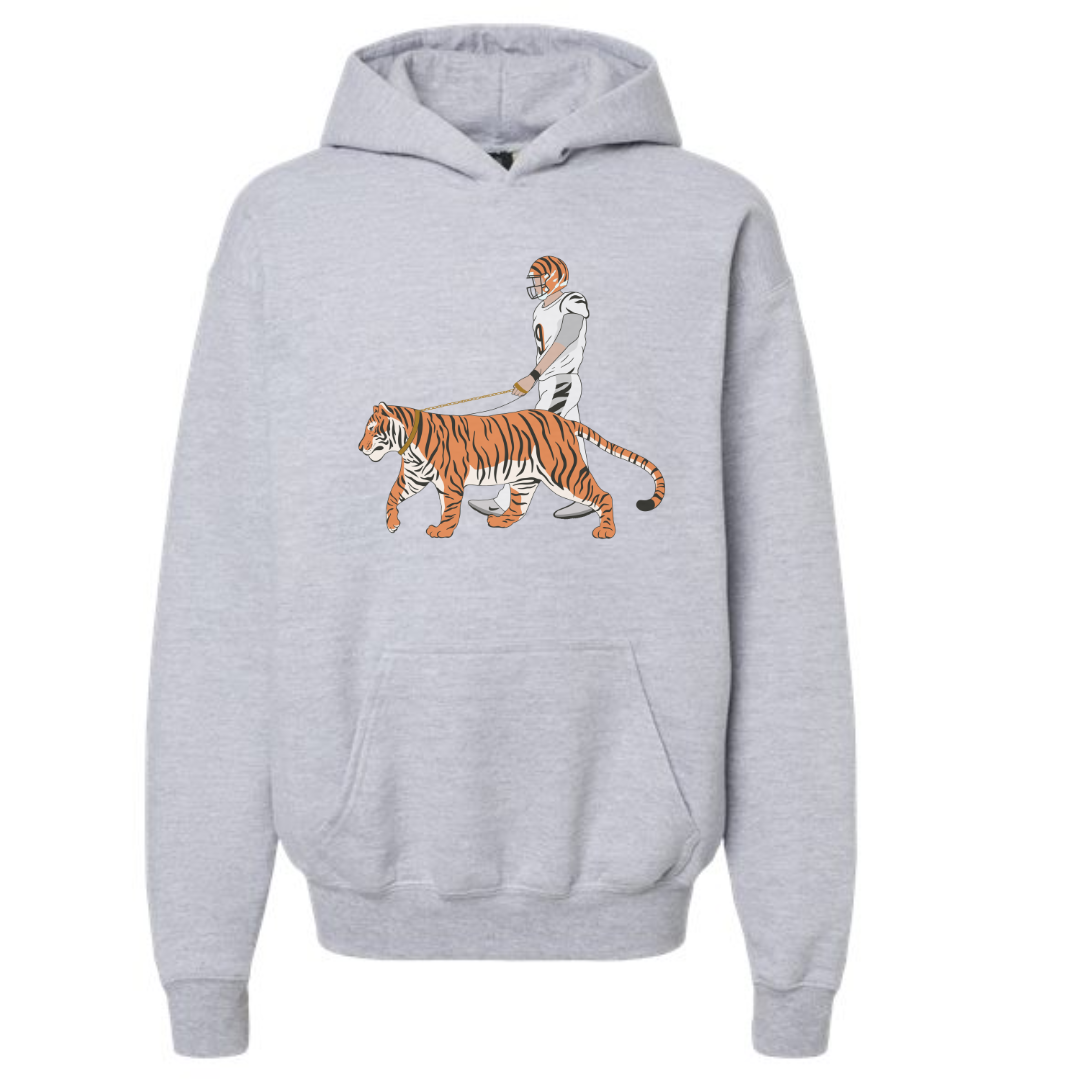 Joe Brrrr Walking The Tiger Athletic Gray Hoodie