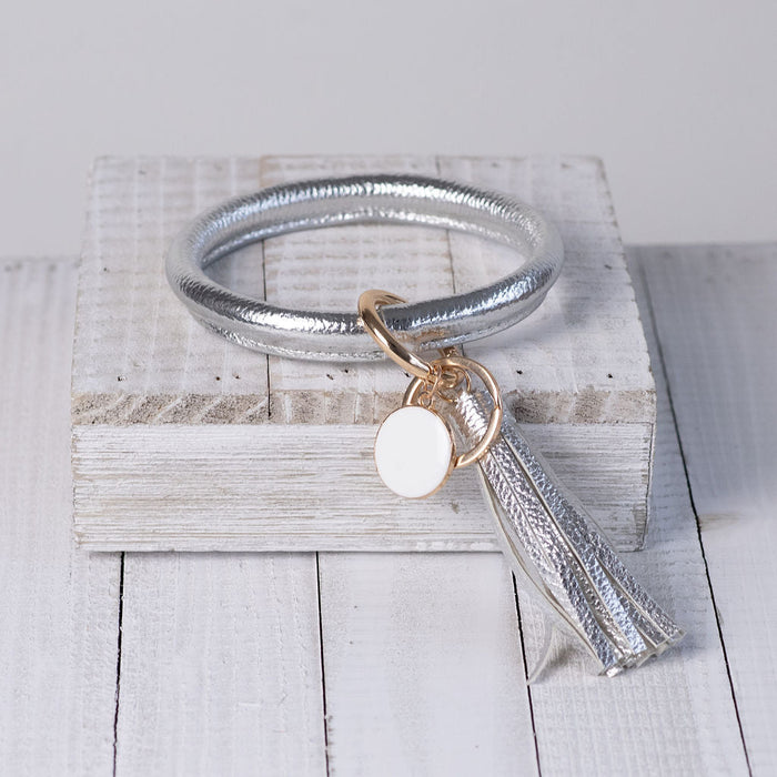 Hannah Hands Free Bangle Keychain-Silver-Keychain-Lemons and Limes Boutique