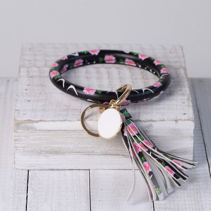 Hannah Hands Free Bangle Keychain-Pink Roses-Keychain-Lemons and Limes Boutique
