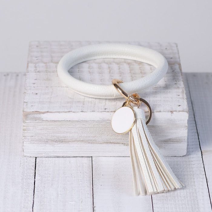 Hannah Hands Free Bangle Keychain-White-Keychain-Lemons and Limes Boutique