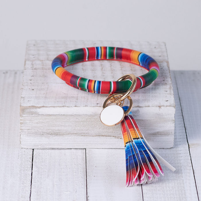 Hannah Hands Free Bangle Keychain-Red Serape-Keychain-Lemons and Limes Boutique