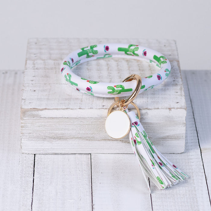Hannah Hands Free Bangle Keychain- Green Cactus-Keychain-Lemons and Limes Boutique