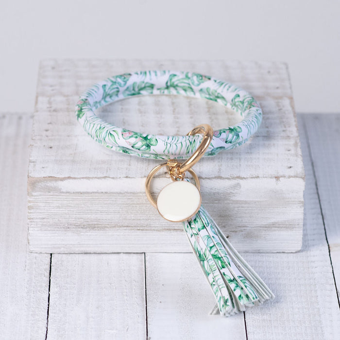 Hannah Hands Free Bangle Keychain-Green Tropical-Keychain-Lemons and Limes Boutique