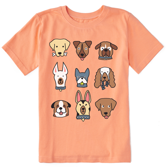 Kid's Short Sleeve Crusher Tee Plenty of Pups in Canyon Orange--Lemons and Limes Boutique