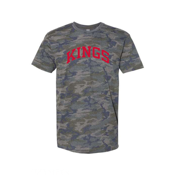 Kings Red Curved Block on Camo Tee- Unisex