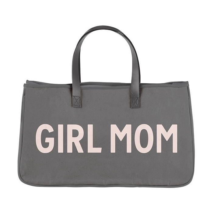 Grey Canvas Tote - Girl Mom-Lemons and Limes Boutique