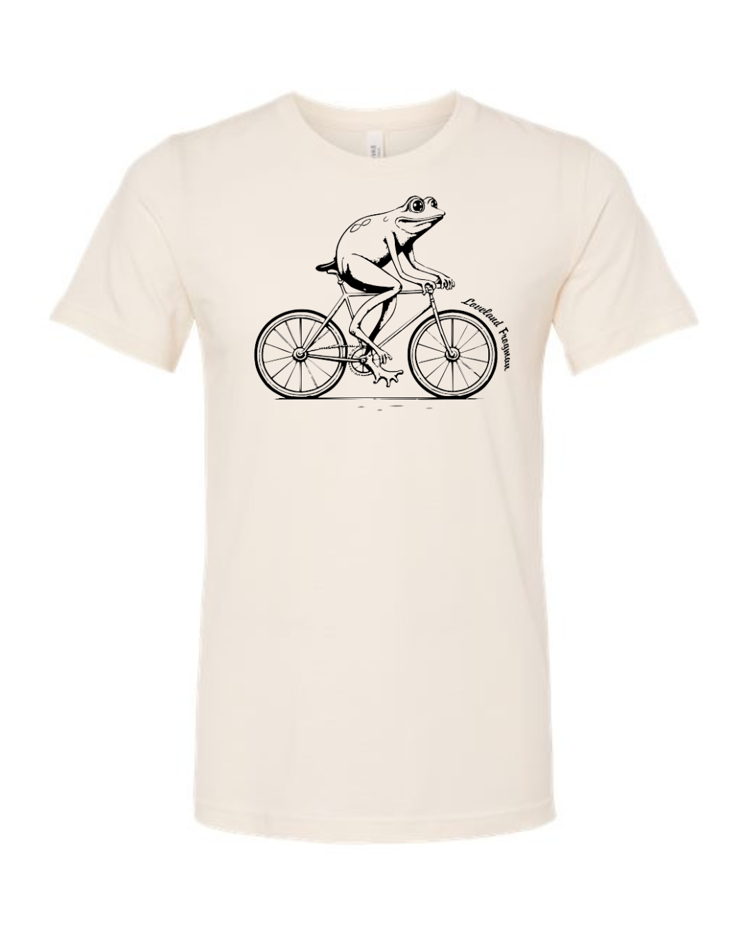 Frogman on Bike on Heather Natural Short Sleeve Tee-Lemons and Limes Boutique