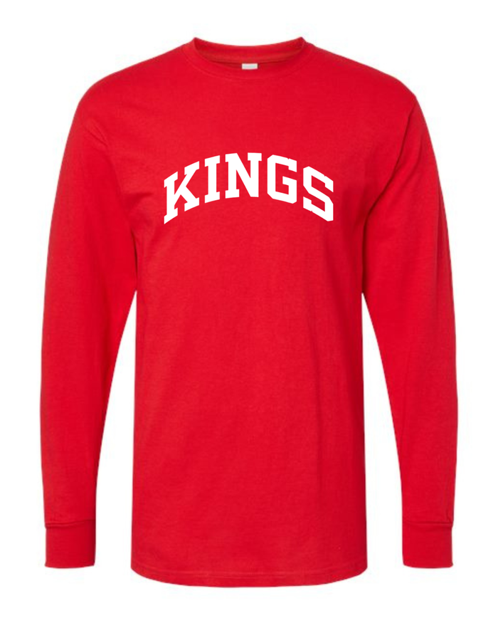 Kings White Block on Red Long Sleeve T-Shirt-Lemons and Limes Boutique