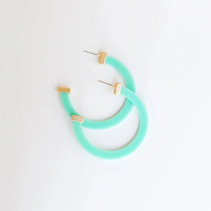 Classic Acrylic Large Hoops in Teal-Lemons and Limes Boutique