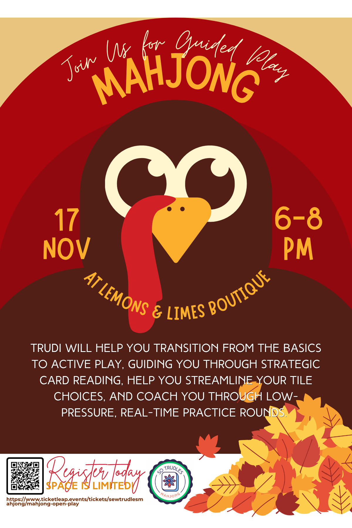 Mahjong Guided Play at Lemons and Limes Boutique November 17th 6-8pm