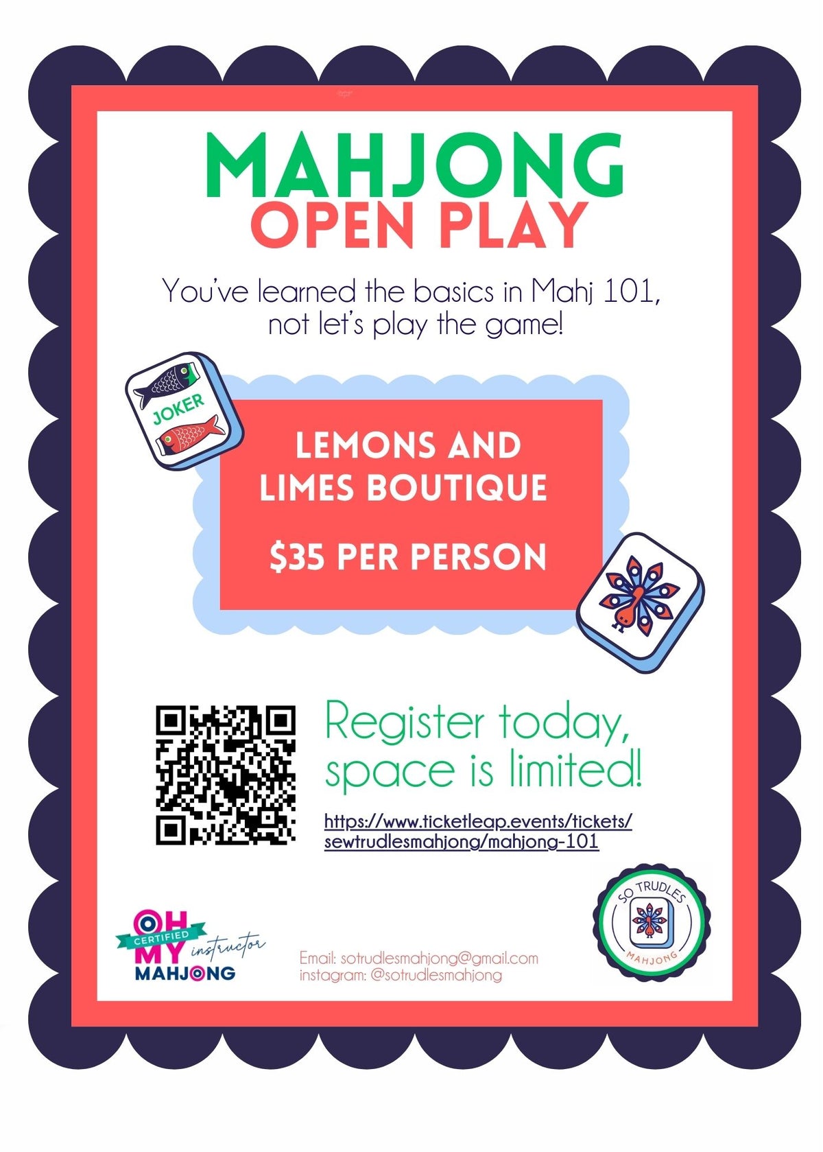Mahjong Open Play-Lemons and Limes Boutique