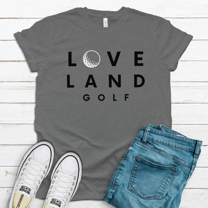 Loveland Golf Ball T-Shirt on Deep Heather--Lemons and Limes Boutique