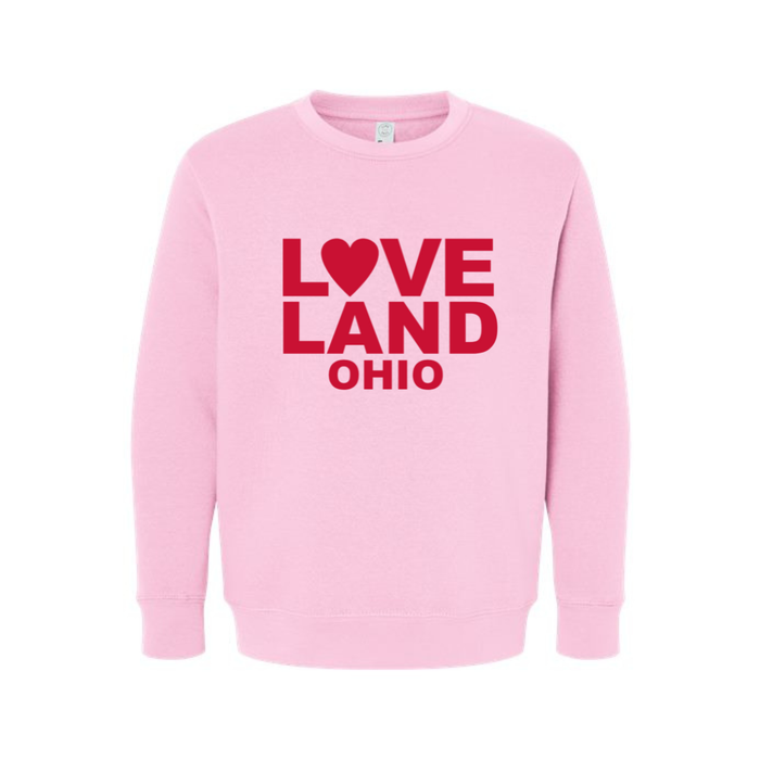 Loveland Heart on Pink Crewneck- Youth-Lemons and Limes Boutique