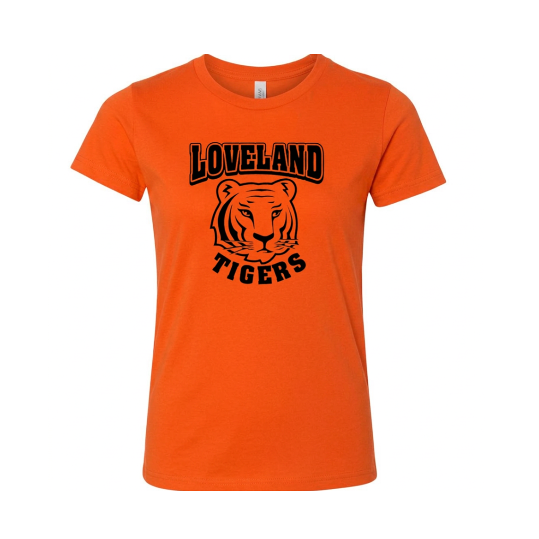 Loveland Tigers School Logo Orange Tee - Youth and Adult