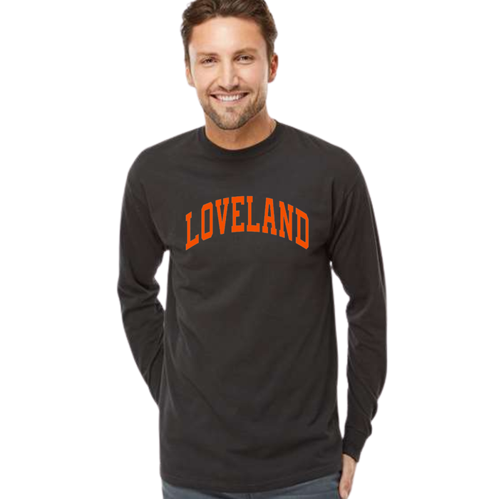 Loveland Curved Long Sleeve T-Shirt on Black-Lemons and Limes Boutique