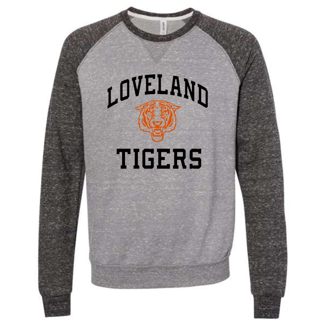 Loveland Vintage Tiger Sweatshirt on Heather Two-Tone--Lemons and Limes Boutique