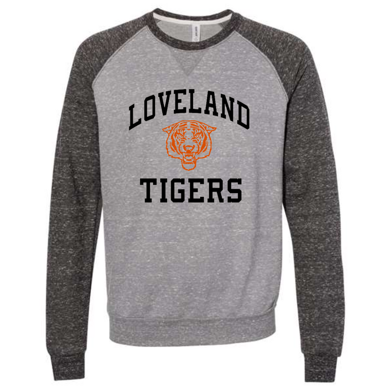 Loveland Vintage Tiger Sweatshirt on Heather Two-Tone--Lemons and Limes Boutique