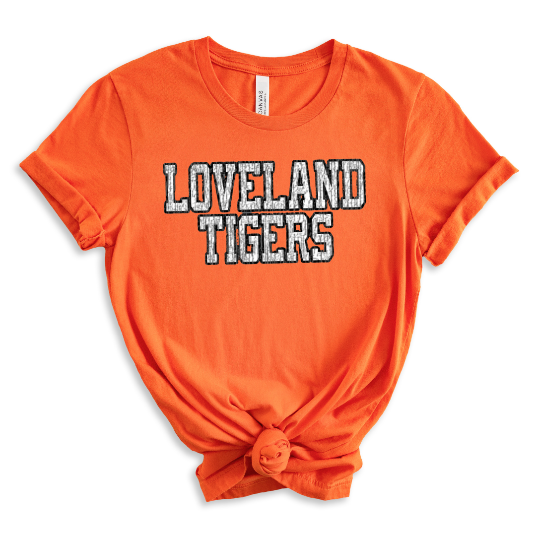 Loveland Tigers Distressed T-Shirt on Heather Orange-Lemons and Limes Boutique