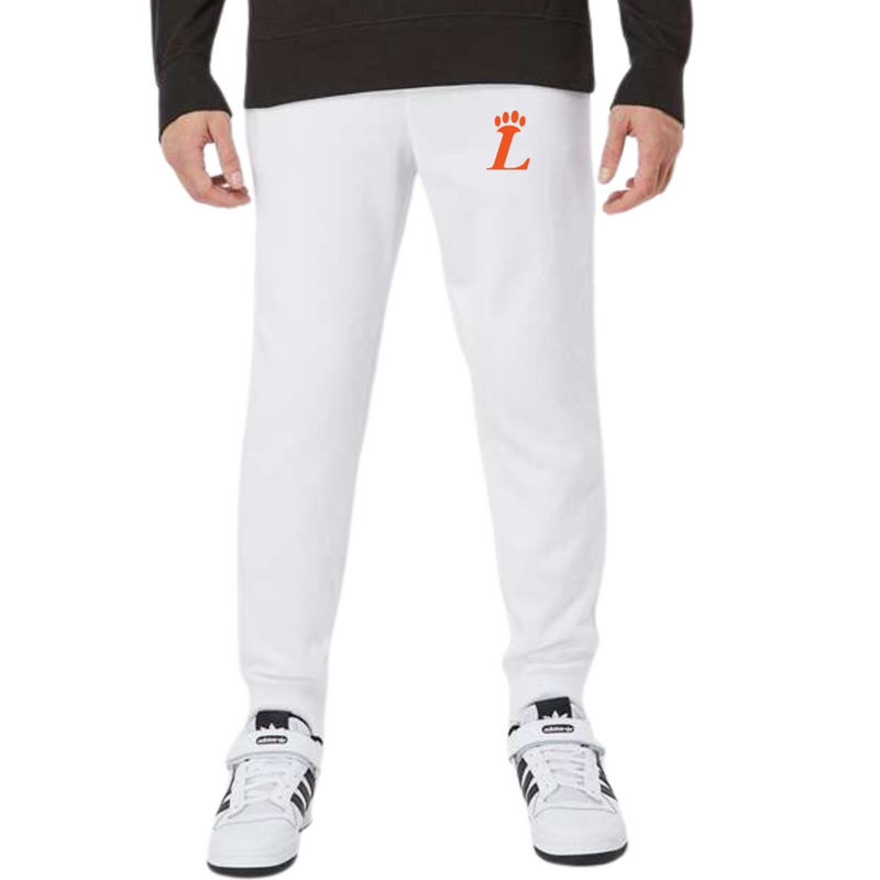 Loveland Paw Orange Sweatpants on White--Lemons and Limes Boutique