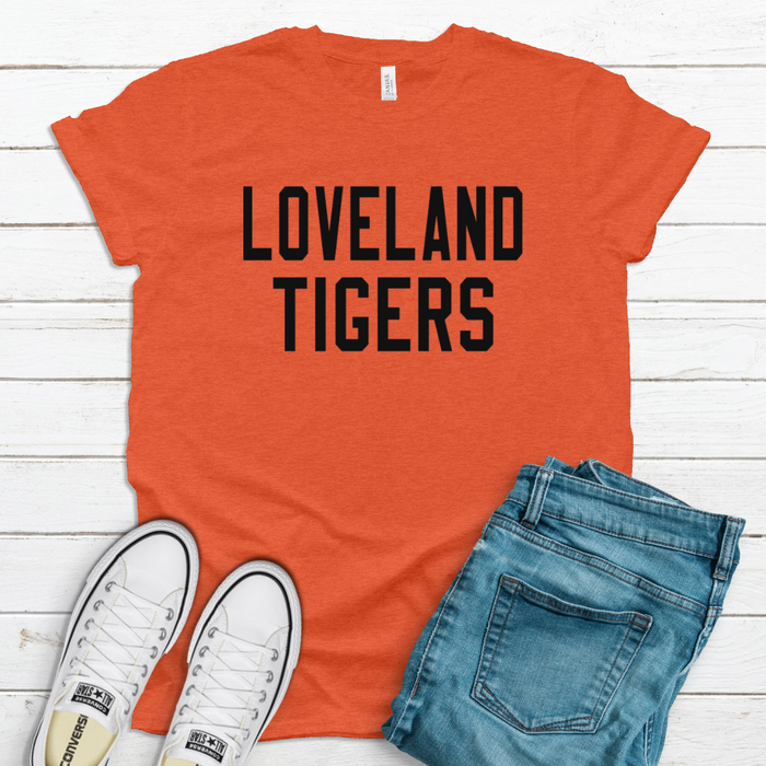 Loveland Tigers Basic T-Shirt on Orange-Lemons and Limes Boutique