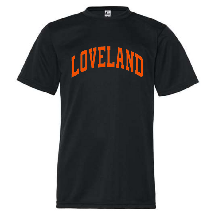 Curved Loveland Performance T-Shirt on Black-YOUTH-Apparel-Lemons and Limes Boutique