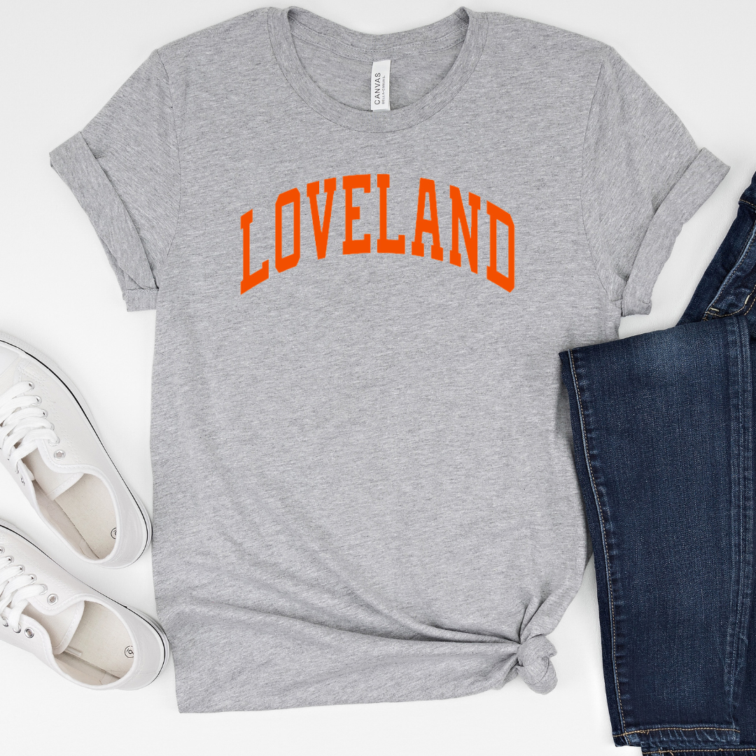 Curved Loveland in Orange on Athletic Gray-Lemons and Limes Boutique