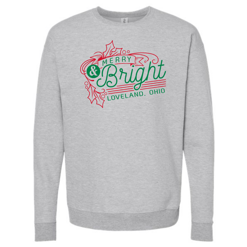 Merry and Bright Loveland 2 Color Sweatshirt on Athletic Gray--Lemons and Limes Boutique