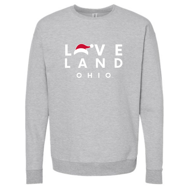 Loveland Santa Hat Sweatshirt on Athletic Gray--Lemons and Limes Boutique