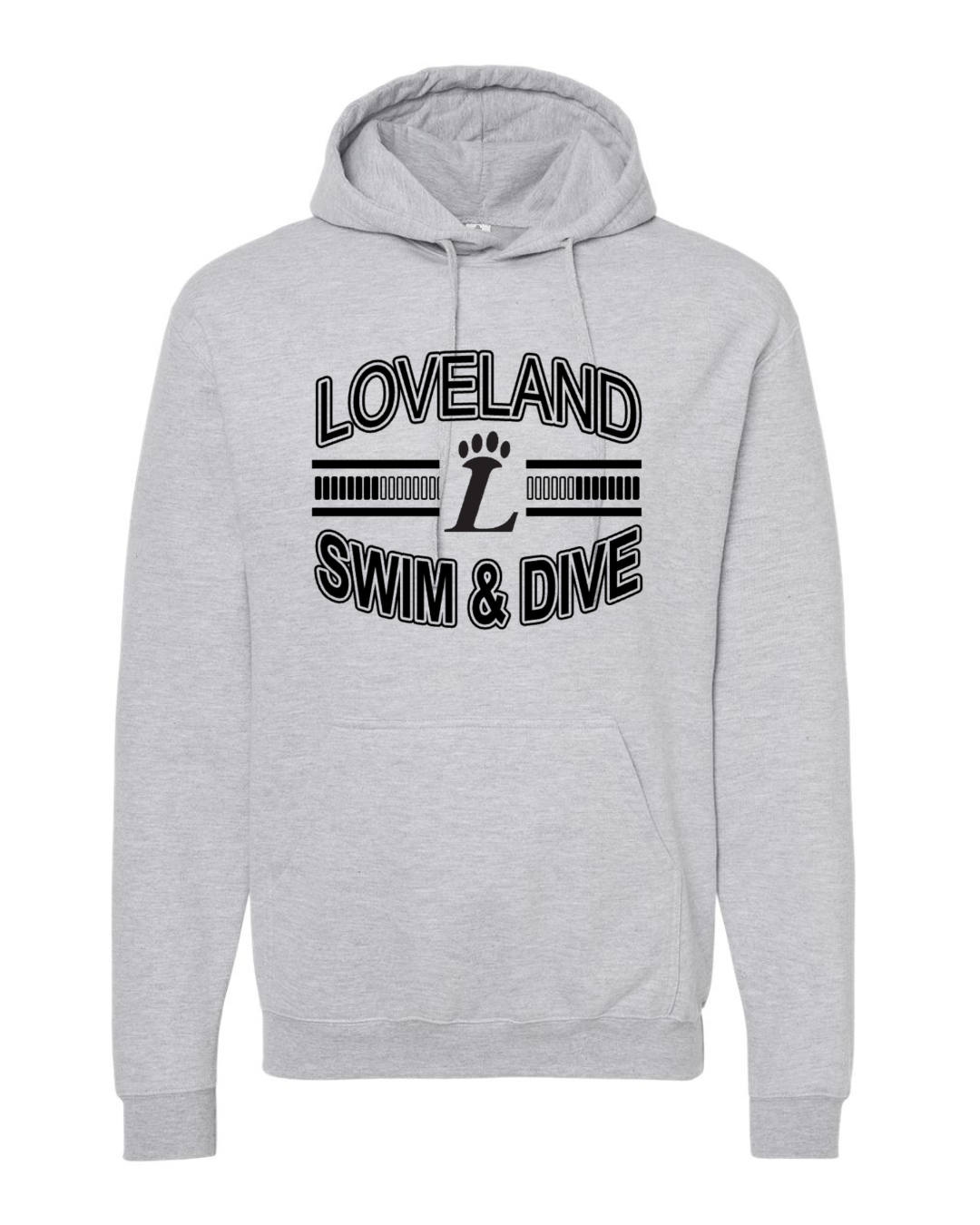 Loveland Swim and Dive Hoodie on Heather Grey