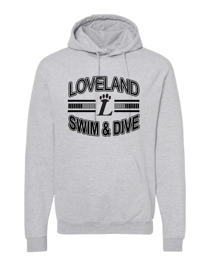 Loveland Swim and Dive Hoodie on Heather Grey