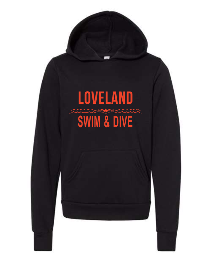 Loveland Swim and Dive in Orange Hoodie on Black