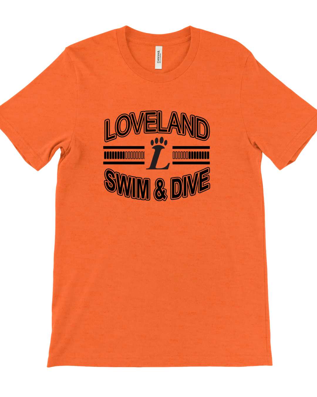 Loveland Swim and Dive Tee on Orange