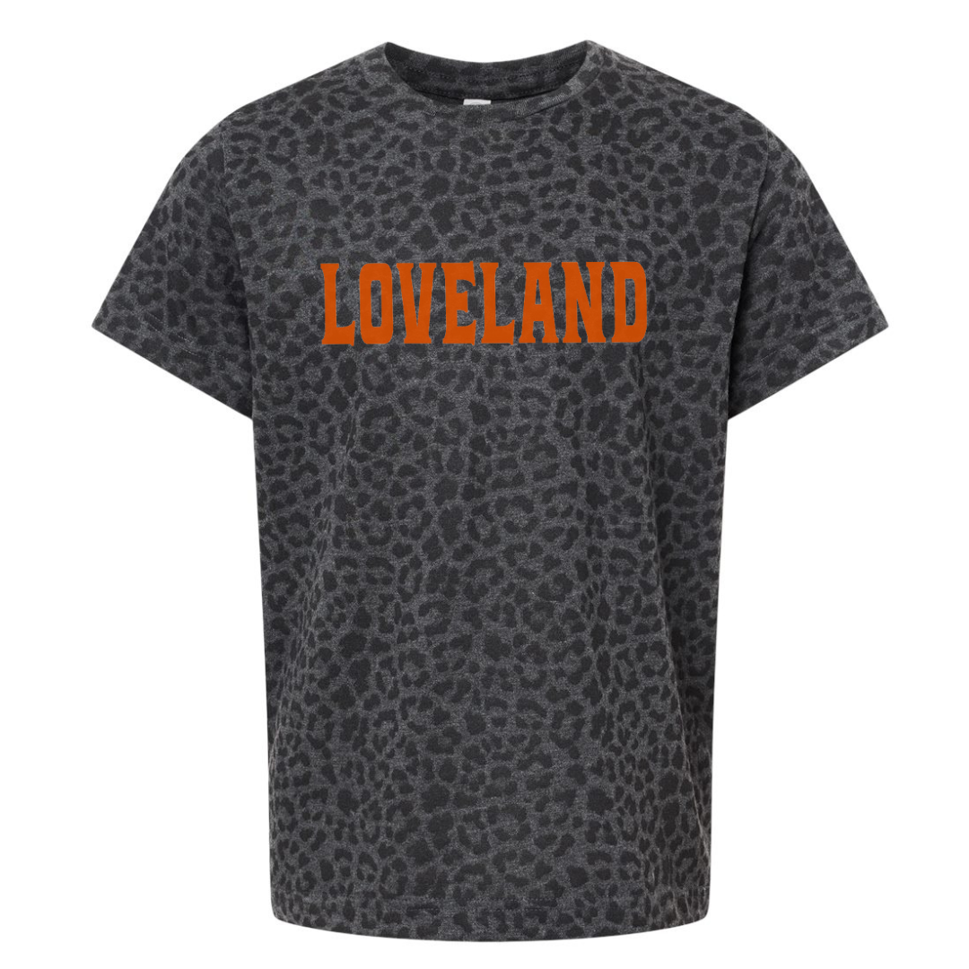 Orange Loveland T-Shirt on Spotted Black -YOUTH--Lemons and Limes Boutique