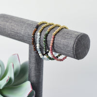 Taylor Gemstone and Gold Beaded Stretch Bracelet-Bracelets-Lemons and Limes Boutique