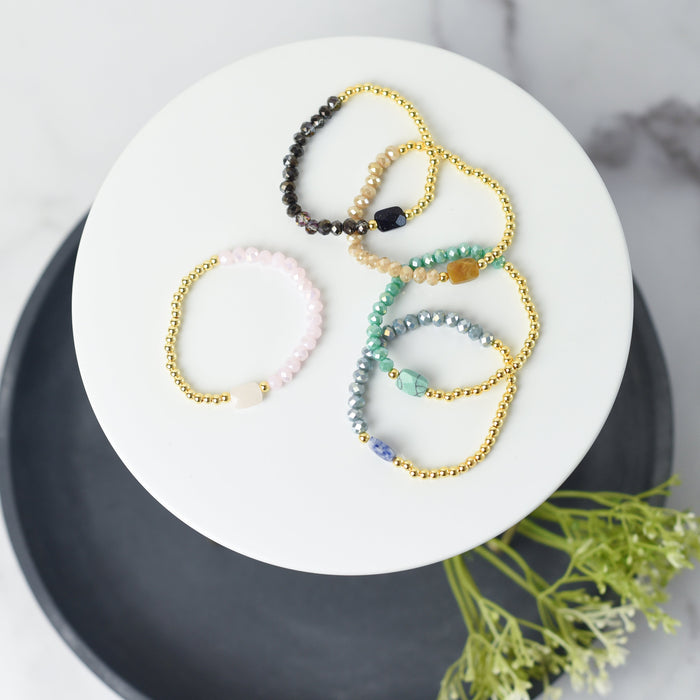 Luxe Collection: Clara Natural Gemstone Stretch Bracelet-Bracelets-Lemons and Limes Boutique