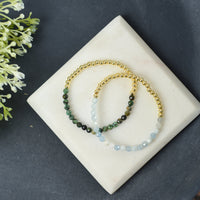 Taylor Gemstone and Gold Beaded Stretch Bracelet-Bracelets-Lemons and Limes Boutique