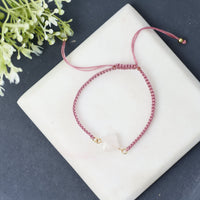 Megan Braided Natural Gemstone Bangle Bracelet-Rose Quartz-Lemons and Limes Boutique