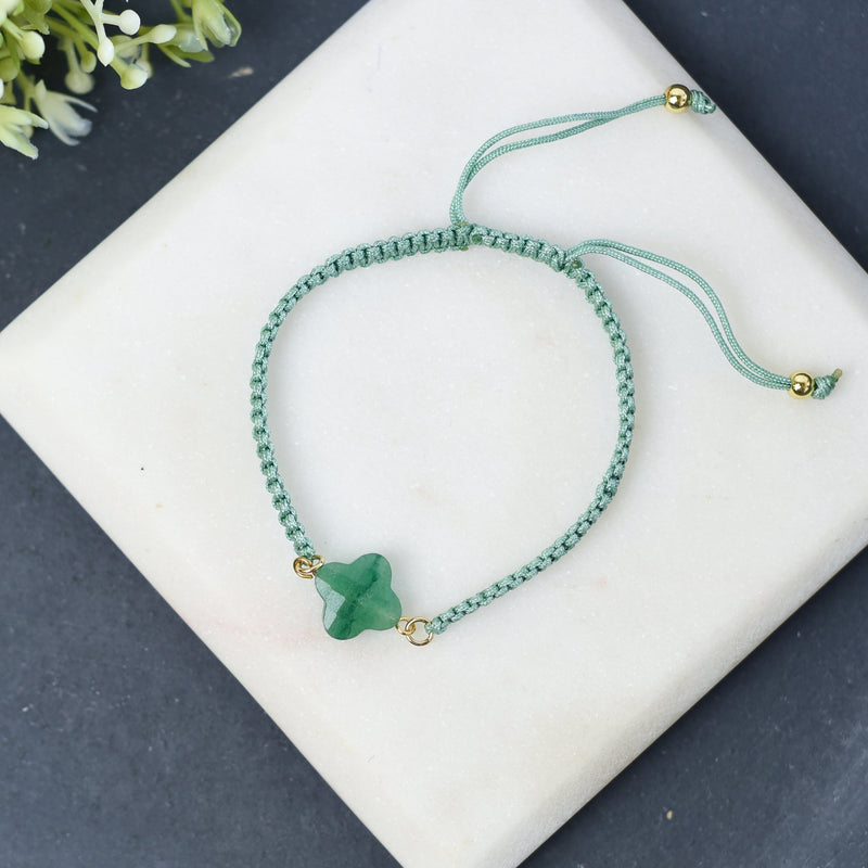 Megan Braided Natural Gemstone Bangle Bracelet-Green Adventurine-Lemons and Limes Boutique