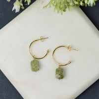 Luxe Clara Gemstone Drop Hoop Earrings-Lemons and Limes Boutique