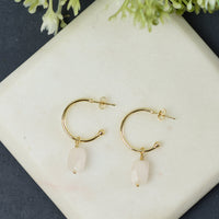 Luxe Clara Gemstone Drop Hoop Earrings-Lemons and Limes Boutique