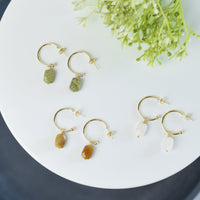 Luxe Clara Gemstone Drop Hoop Earrings-Lemons and Limes Boutique