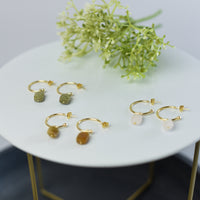 Luxe Clara Gemstone Drop Hoop Earrings-Lemons and Limes Boutique