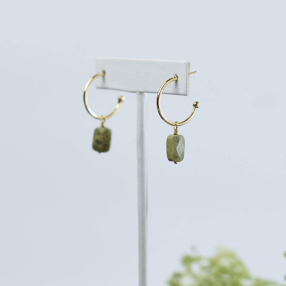 Luxe Clara Gemstone Drop Hoop Earrings-Lemons and Limes Boutique