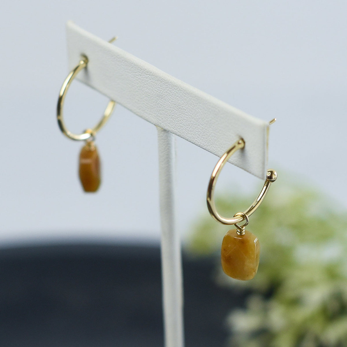 Luxe Clara Gemstone Drop Hoop Earrings--Lemons and Limes Boutique