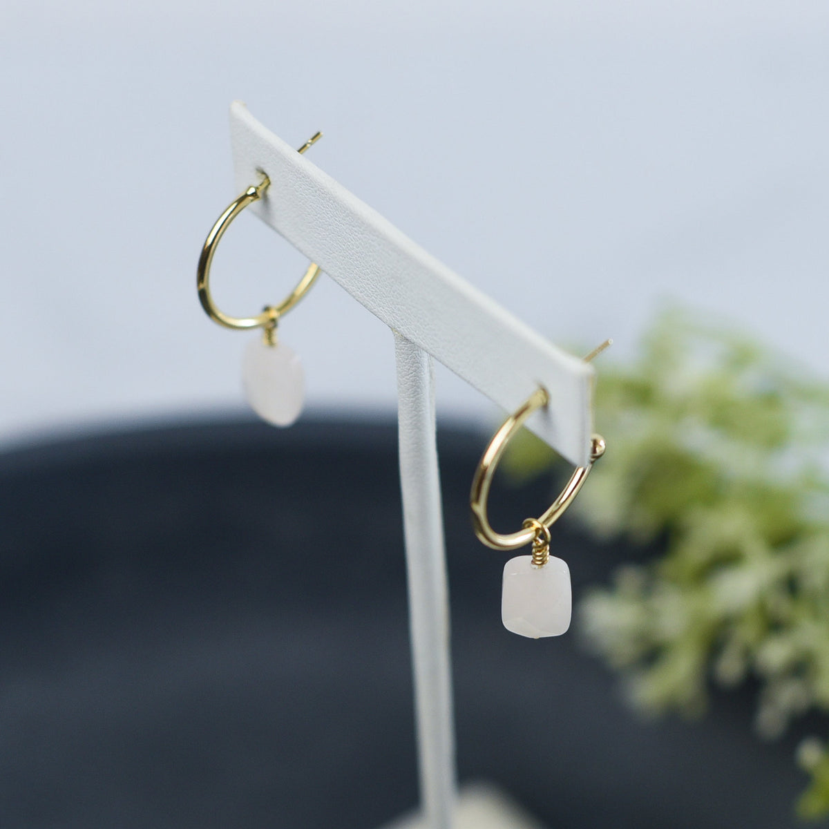 Luxe Clara Gemstone Drop Hoop Earrings-Lemons and Limes Boutique