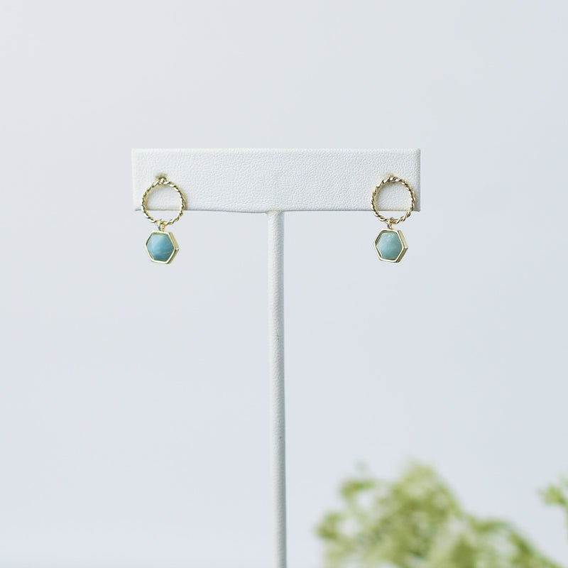 Olivia Circle and Gemstone Drop Earrings--Lemons and Limes Boutique